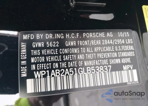 2016 Porsche Macan S from USA, damaged, VIN WP1AB2A51GLB53837